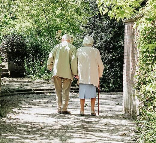 2 residents walking together