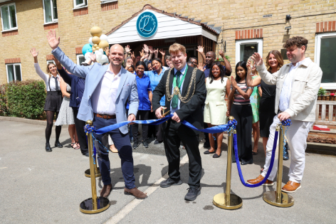 Cutting the ribbon at the Lusso Court opening ceremony